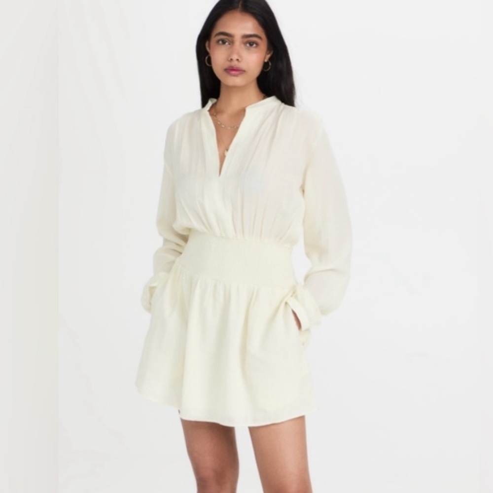 Rag & Bone - Calista Long Sleeve Mini Dress - Ivory / Off White - XS - Like New